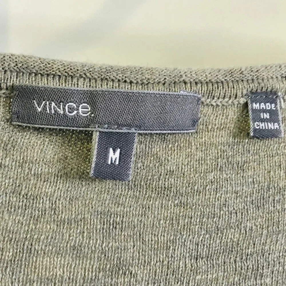 Vince Tan Black Color Block Sweater 100% Cotton Scoop Neck Drop Shoulder Stretch - Picture 5 of 15